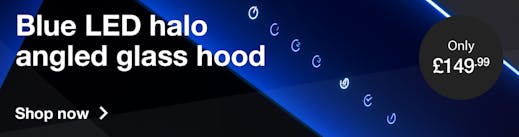 Blue LED halo angled glass hood only £119.99