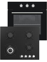 MyAppliances Single Fan Oven and Glass Gas Hob Pack Black