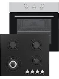 MyAppliances Single Fan Oven and Glass Gas Hob Pack Stainless Steel