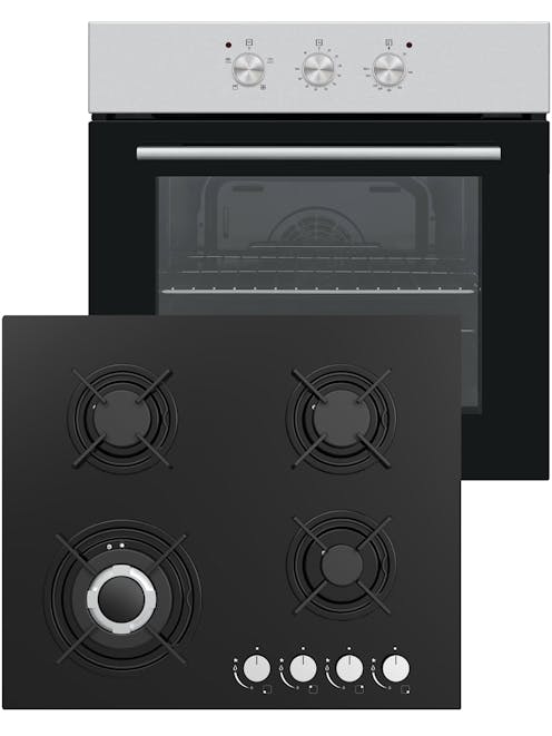 MyAppliances Single Fan Oven and Glass Gas Hob Pack Stainless Steel