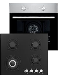 MyAppliances Single Fan Oven and Glass Gas Hob Pack Stainless Steel
