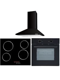 MyAppliances Single Oven, Ceramic Hob & Cooker Hood Pack Black
